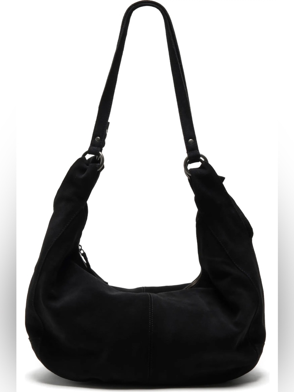 Free people Roma Bag- Black Suede Shoulder Bag - Classic Women's Hobo